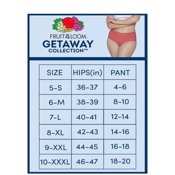 Fruit of the Loom Intimates Blue and Pink Panties Size 9/2XL Pants Size 16-18 - Picture 4 of 11